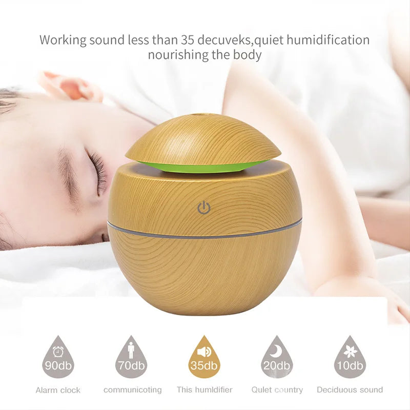 Wood Grain USB Cool Mist Humidifier & Aroma Diffuser – VIBE