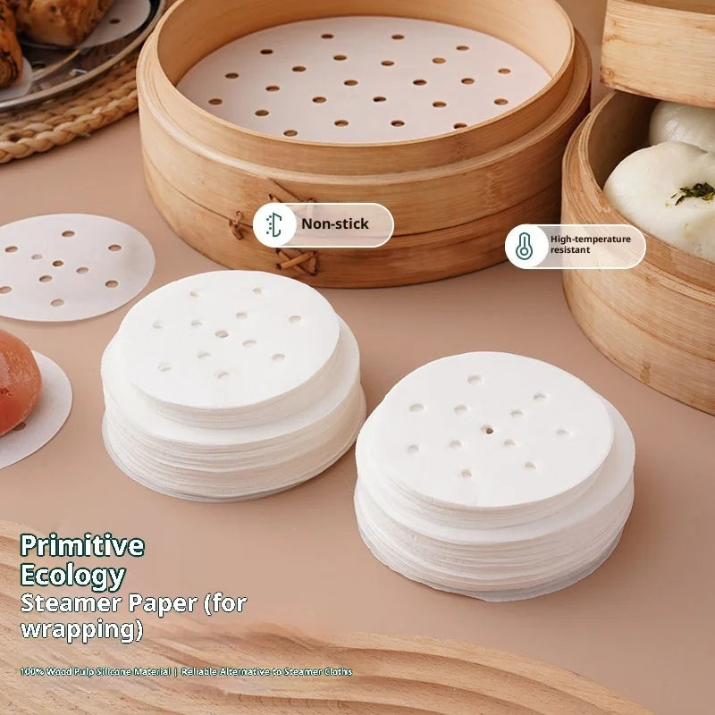 Disposable Perforated Steamer Paper – Non-Stick Bamboo Steamer Liners