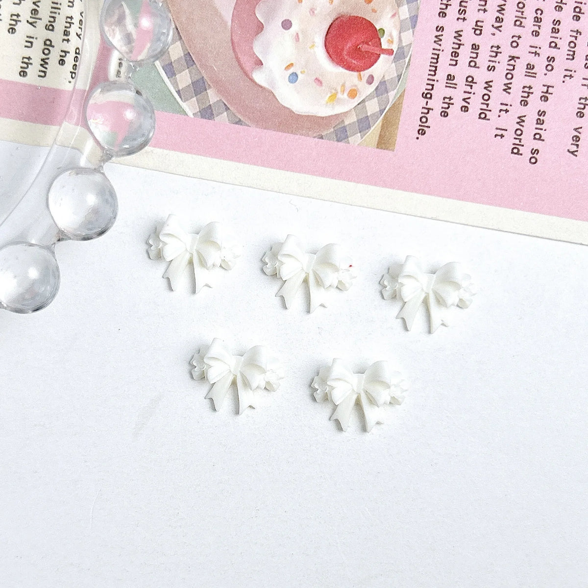 20pcs 3D Bowtie Nail Charms Pearl Bow Rhinestone Nail Art