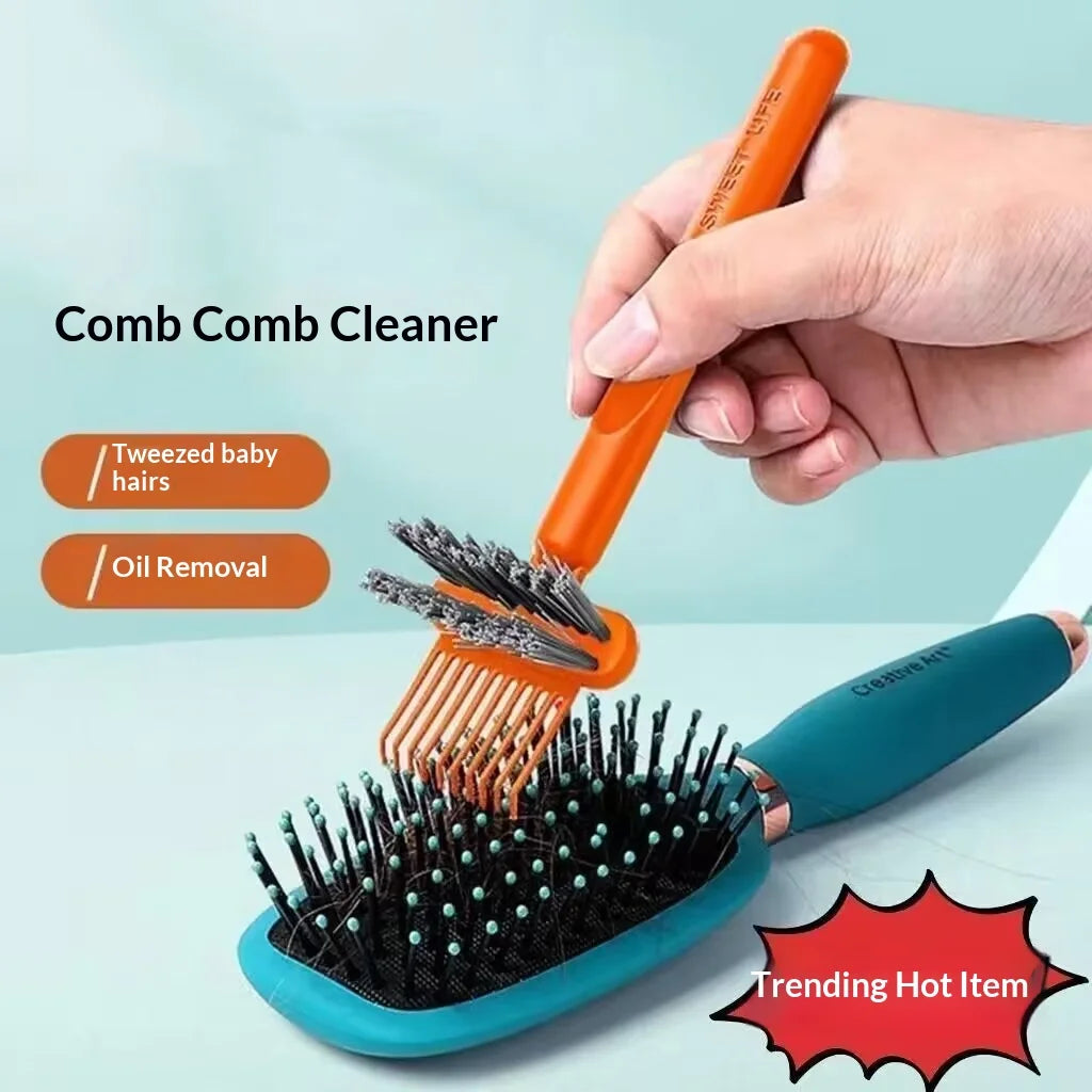2-in-1 Hair Brush & Comb Cleaner Rake – Portable Daily Tool