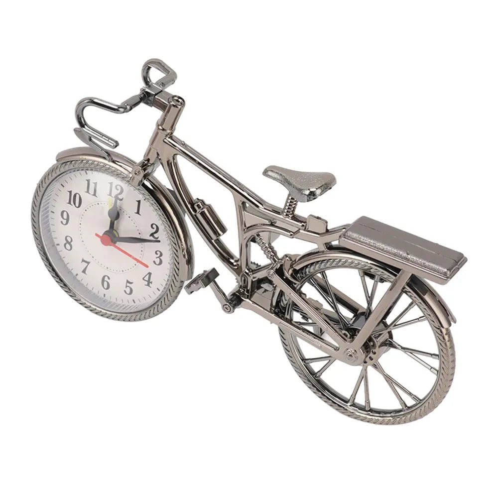 Retro Black Bicycle Alarm Clock – Silent Desk Ornament