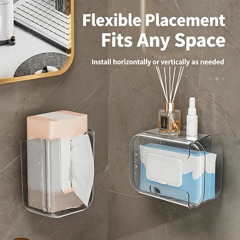 No-Drill Wall Mounted Tissue Box & Wet Wipes Holder