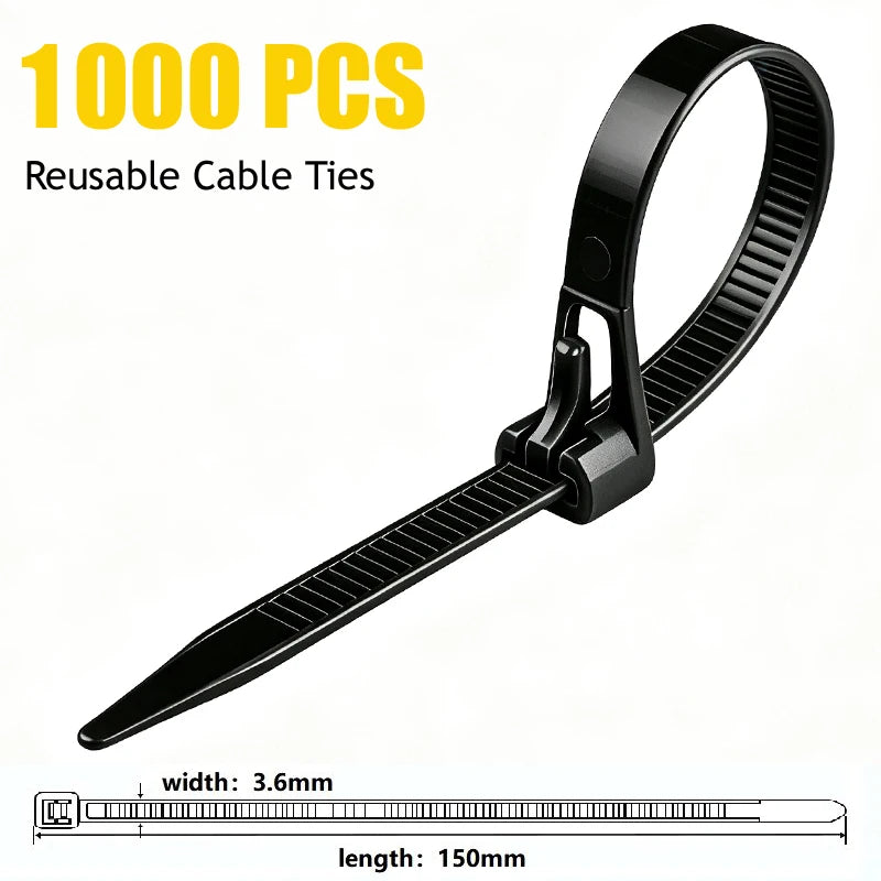 UV Resistant Reusable Nylon Cable Ties 100/300/1000 Pack