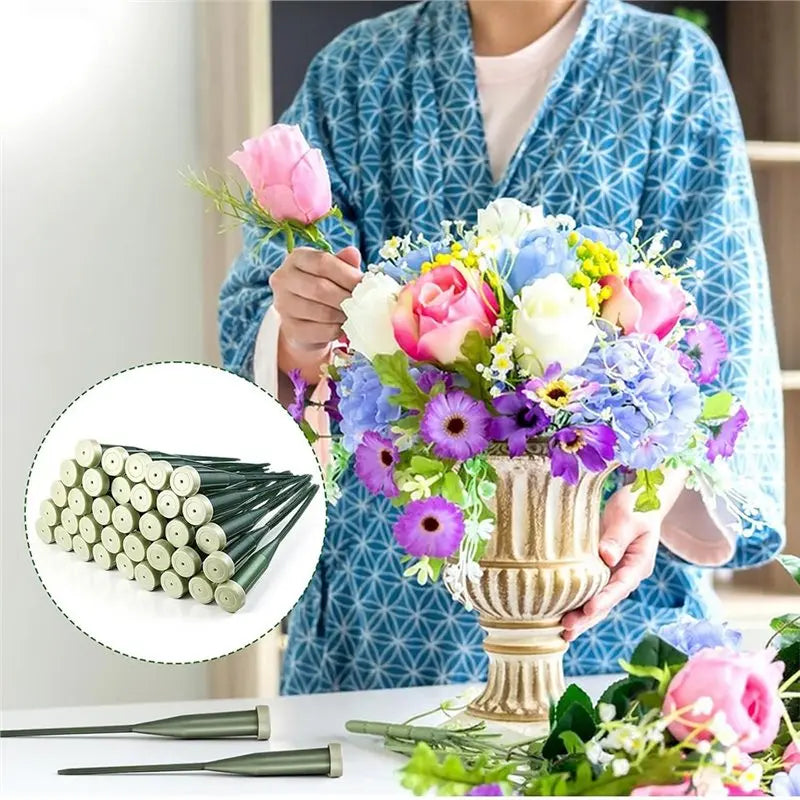 150 Green Floral Water Tubes 6 Inch with Rubber Caps