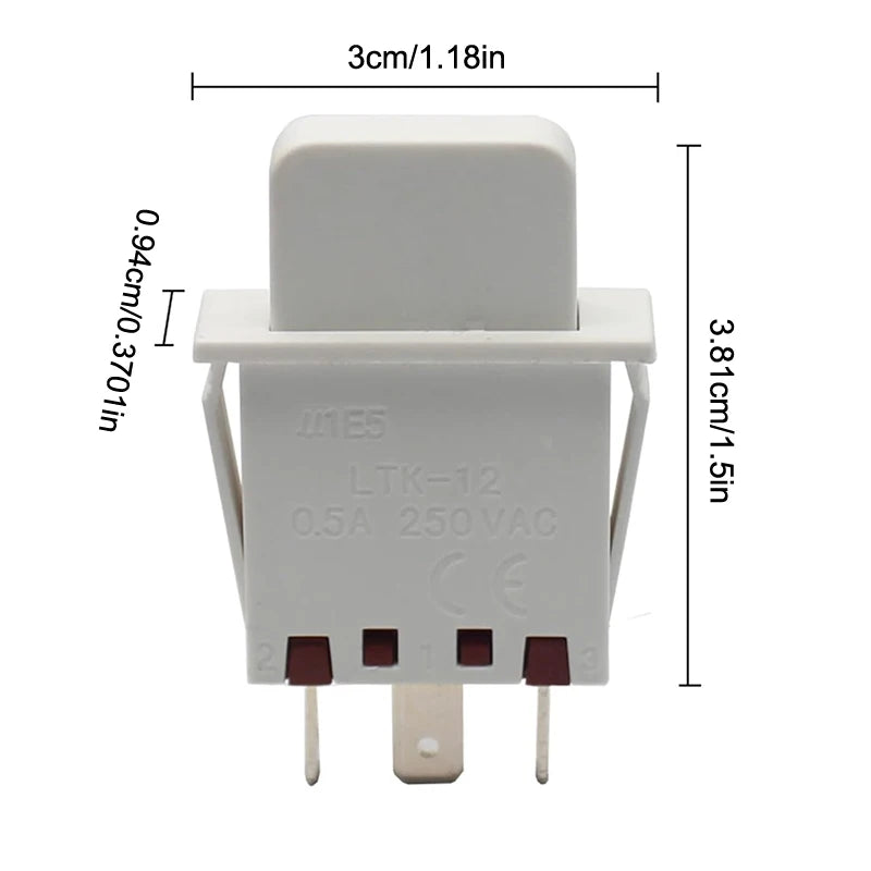 3-Pin NO/NC Button Switch for Refrigerators & Appliances