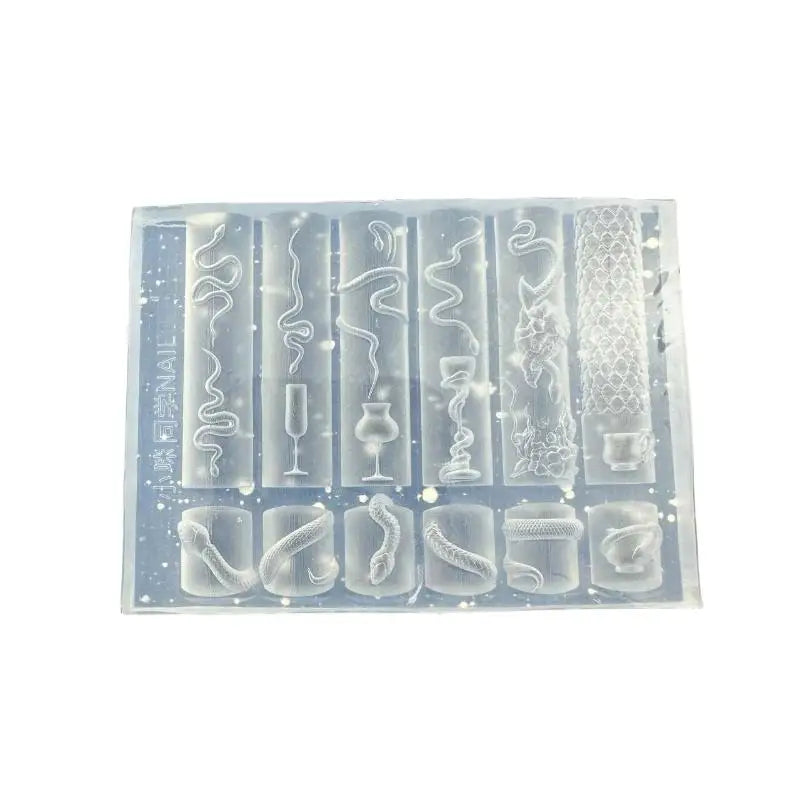 3D Silicone Nail Art Mold – Snake & Rose DIY Template