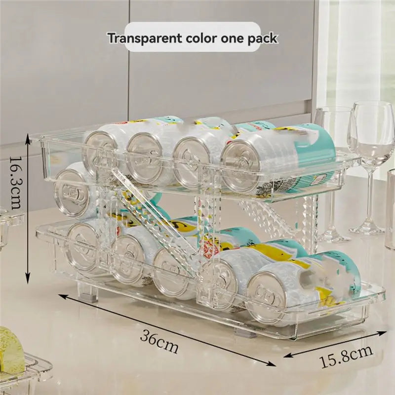 2-Tier Auto Roll-Up Can Dispenser – Fridge Beverage Organizer