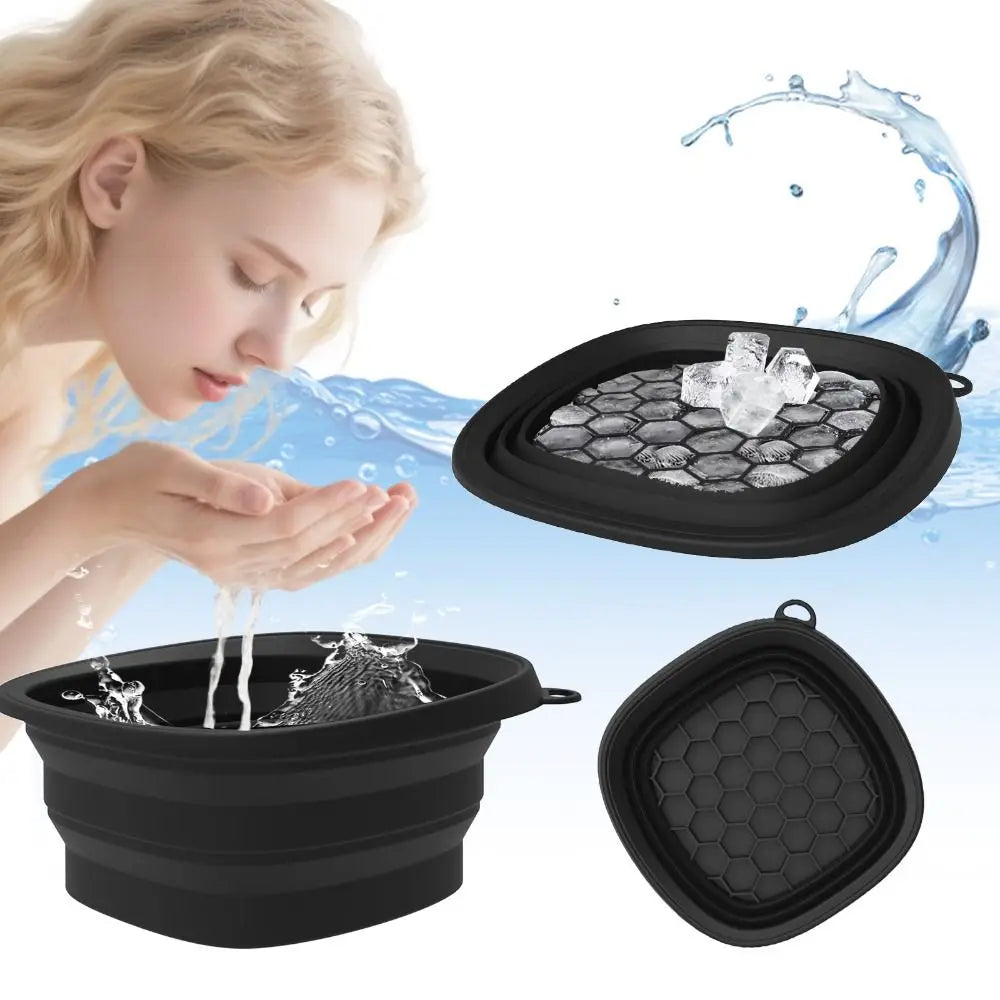Foldable Silicone Face Ice Bath Bowl with Lid & Ice Tray