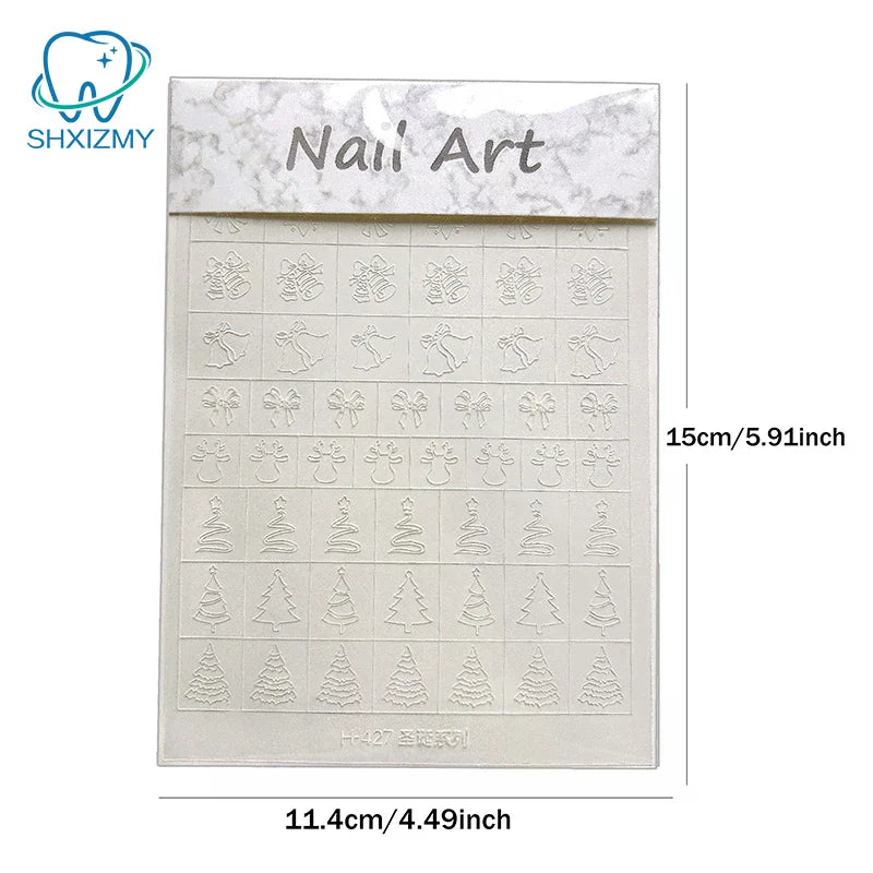 Christmas Airbrush Nail Stencils – Snowflake & Tree Hollow Stickers