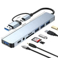 8-in-2 USB Hub Docking Station – USB-C, 3.0, SD/TF Card Reader