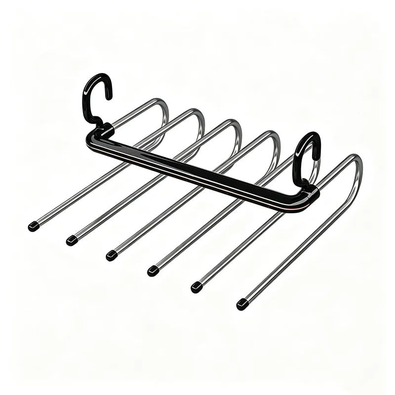 6-in-1 S-Shape Pants Rack – Multi-Layer Closet Space Saver
