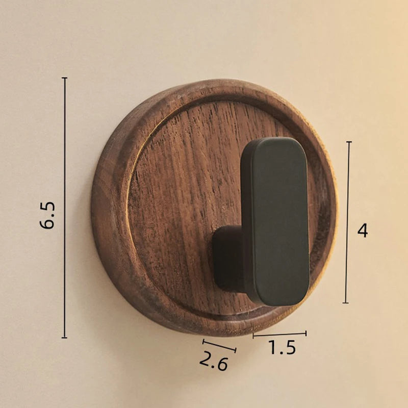 Walnut Wood Wall Hook – No-Drill Coat & Towel Hanger