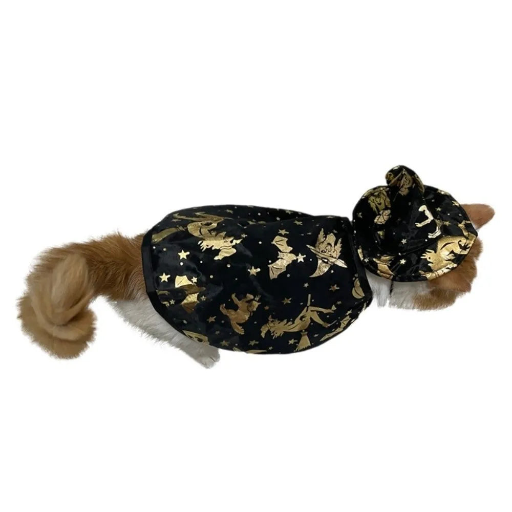 Halloween Wizard Hat & Cape Pet Costume for Cats & Dogs
