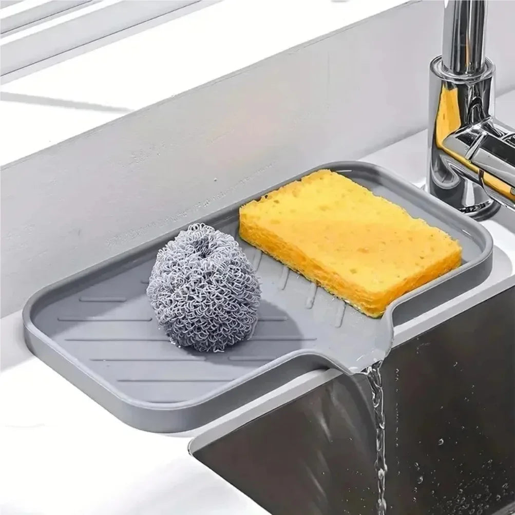 Silicone Sink Tray Soap Sponge Holder Kitchen Organizer