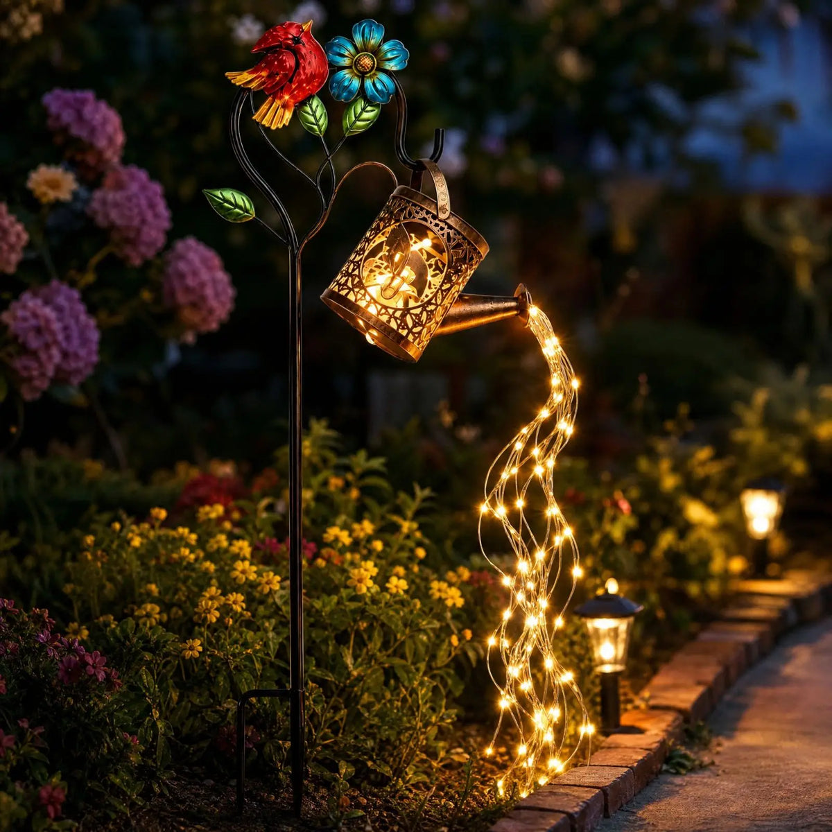 Solar Watering Can Garden Stake Light – LED Outdoor Decor