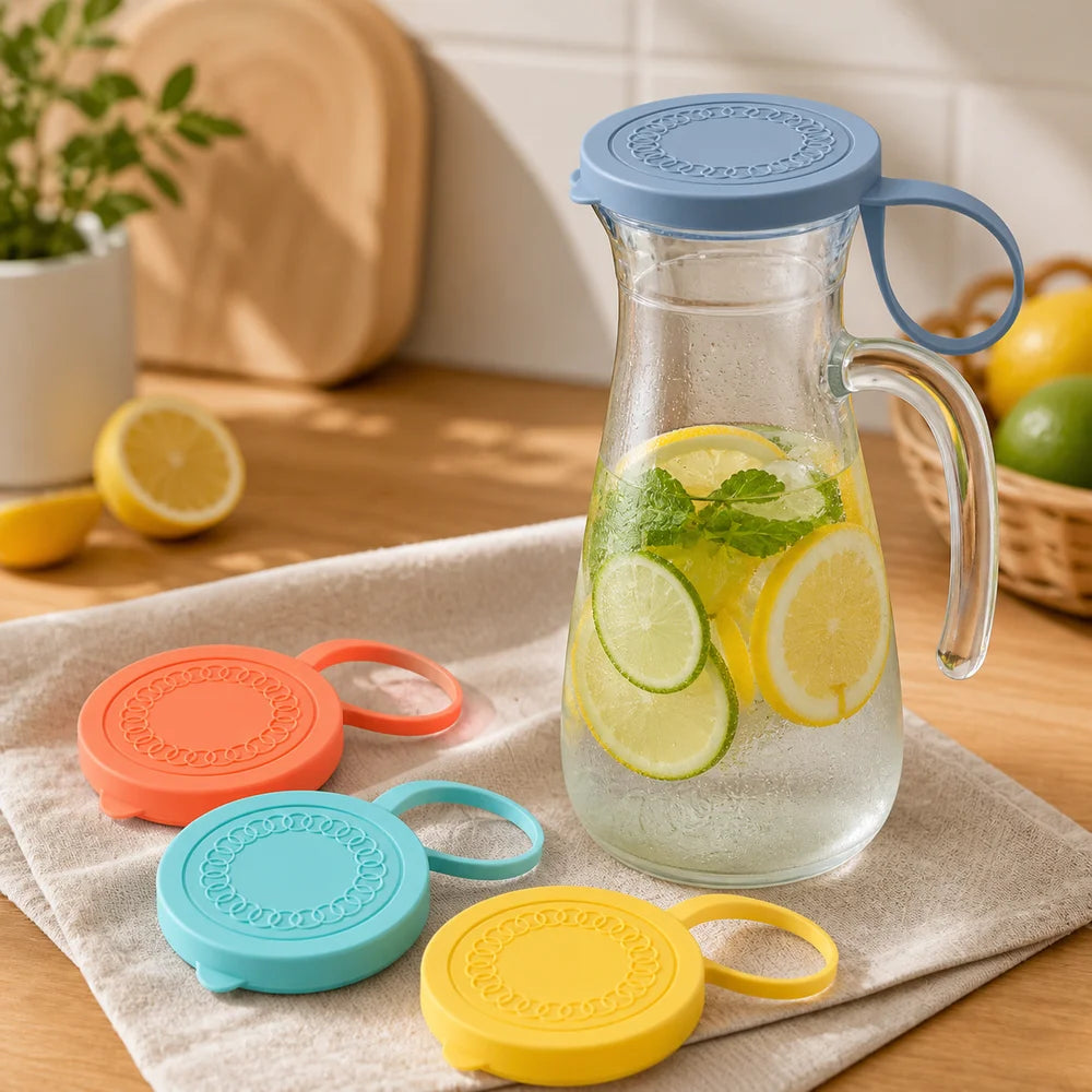 Reusable Silicone Pitcher Lid 3.2" | Flexible Fit 35oz Cover