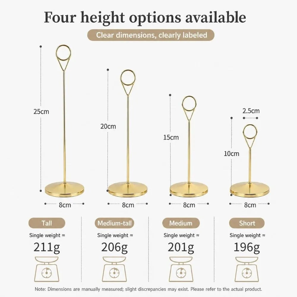 Gold Metal Table Number Holder – Drop Clip Card Stand