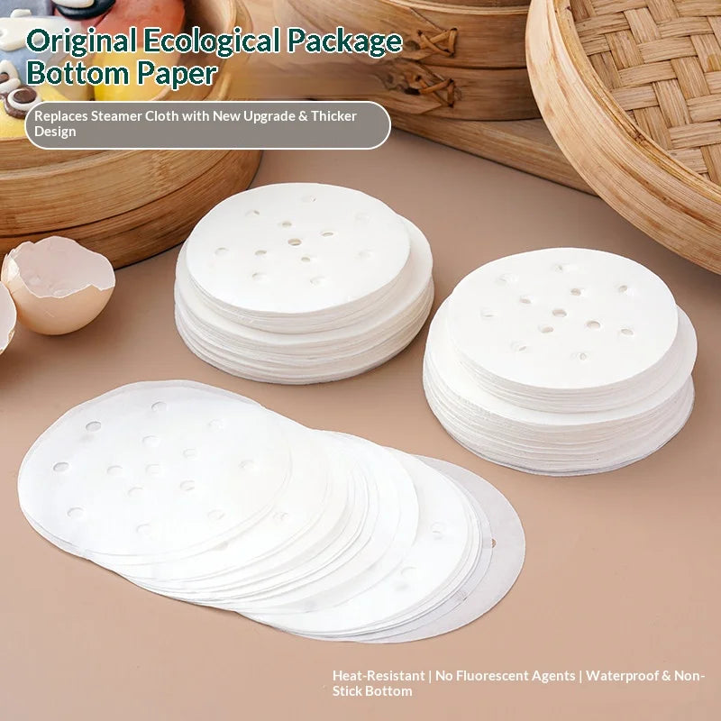 Disposable Perforated Steamer Paper – Non-Stick Bamboo Steamer Liners