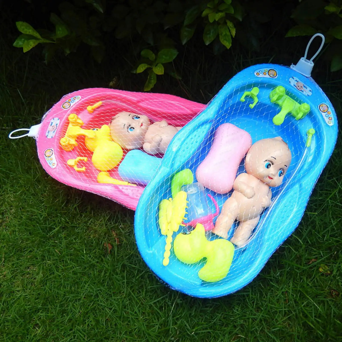 Newborn Doll Bath Toy Set – Portable Bathtub Playset for Kids