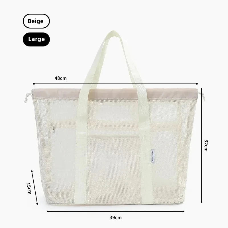 KindFuny Mesh Beach Bag – Drainage Tote Shoulder Bag