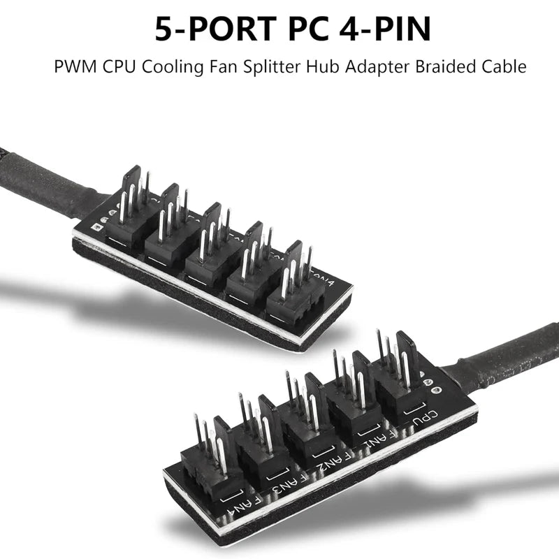 4-Pin PWM PC Fan Hub 1 to 5 Splitter Cable | OUYUANSU