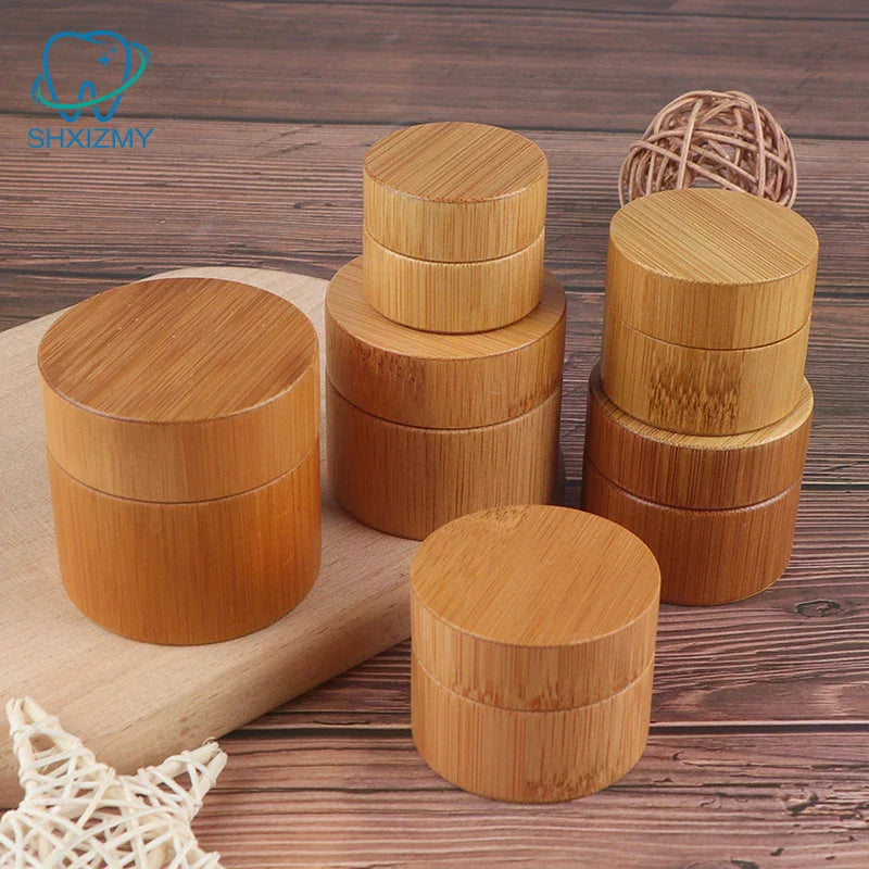 Bamboo & Glass Refillable Cosmetic Cream Jar – Empty Container