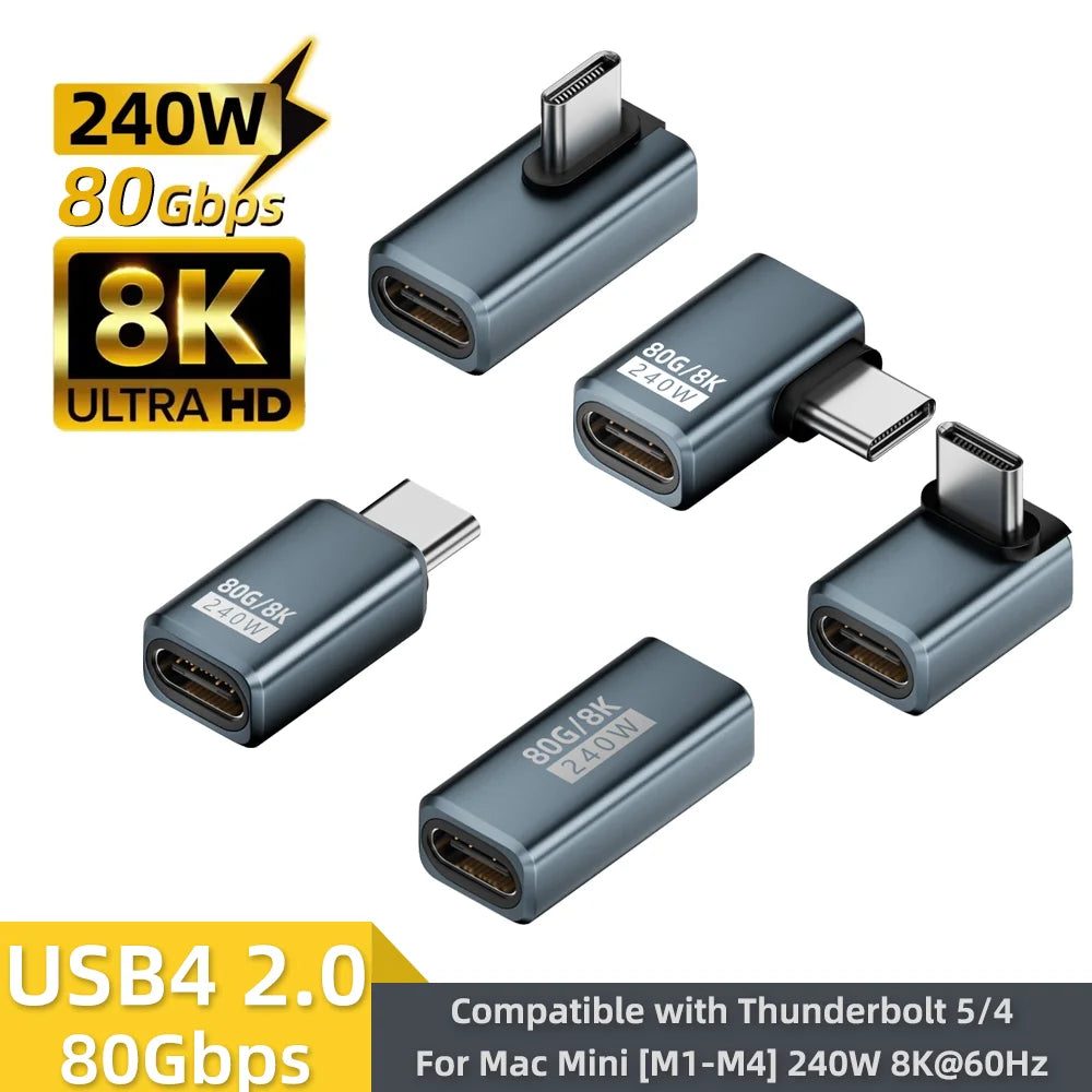 USB4 2.0 USB-C Adapter 240W 80Gbps 8K@60Hz for MacBook