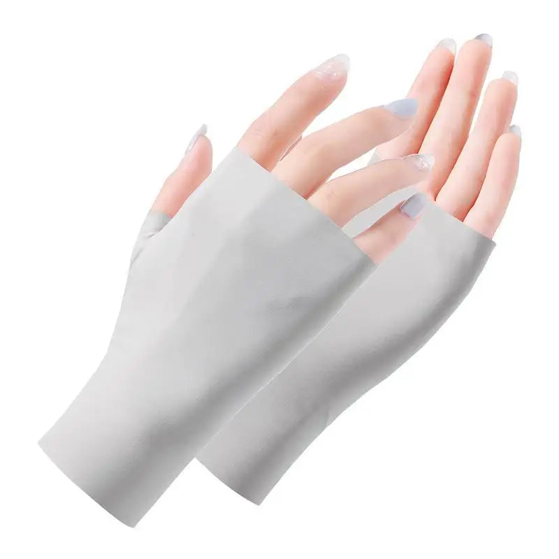 UV Protection Fingerless Gloves – Ice Silk Nail Art Sun Care