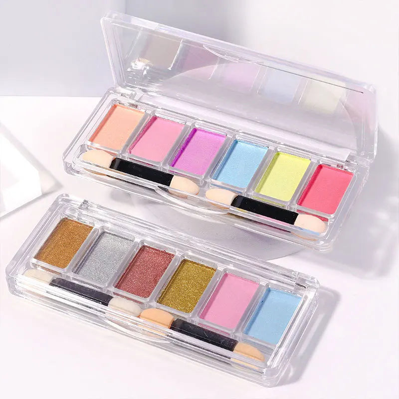 6-Color Solid Mirror Nail Powder – Aurora Holographic Glitter Set