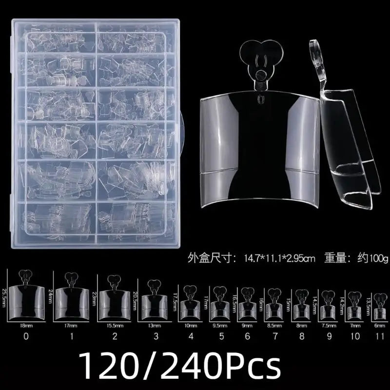 120/240pcs Fake Toe Nail Tips Transparent Square Press On Toenails