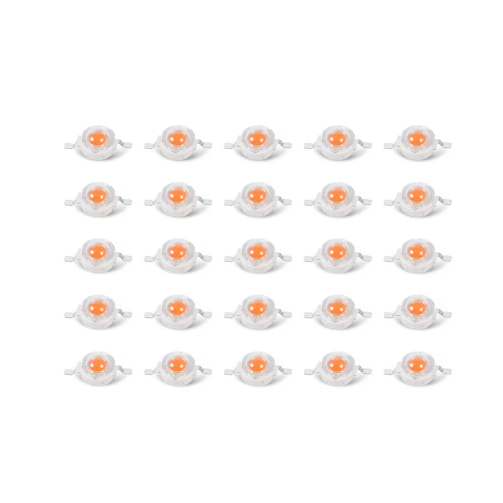 25-Pack 3W Full Spectrum LED Grow Light Chips 380nm–840nm