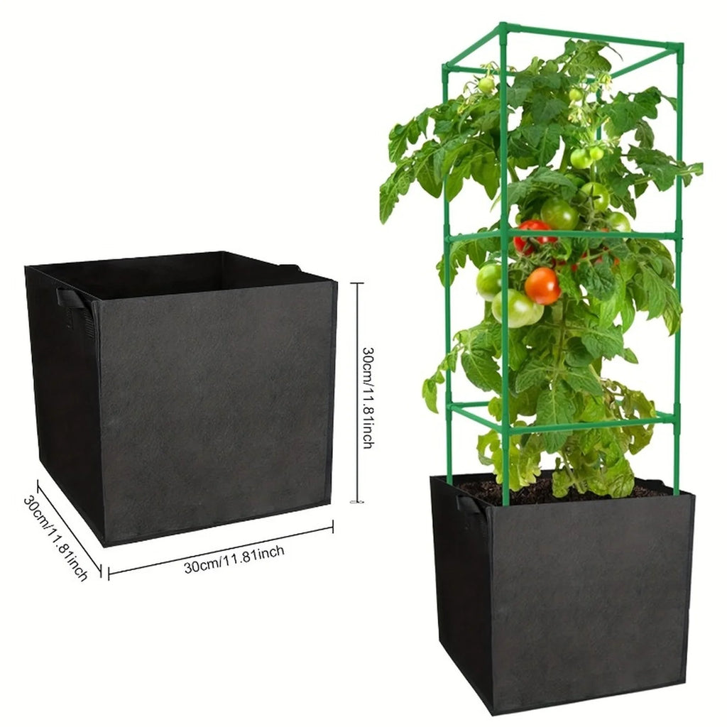 3-Pack Breathable Square Grow Bags with Handles 30x30x30cm