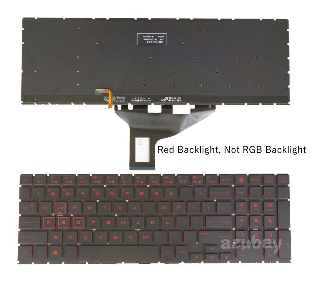 HP Omen 15-dh1000 Red Backlit US Keyboard Replacement