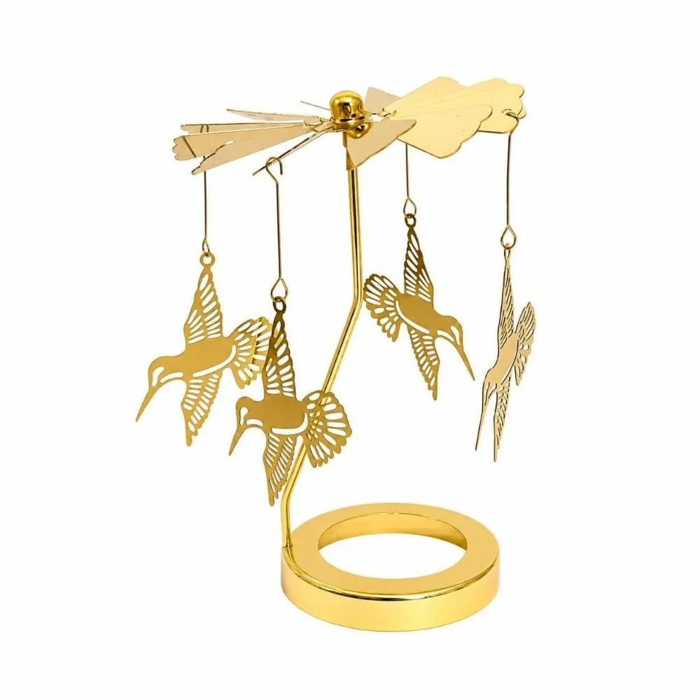 Gold Metal Rotating Candle Holder Carousel Spinner Topper