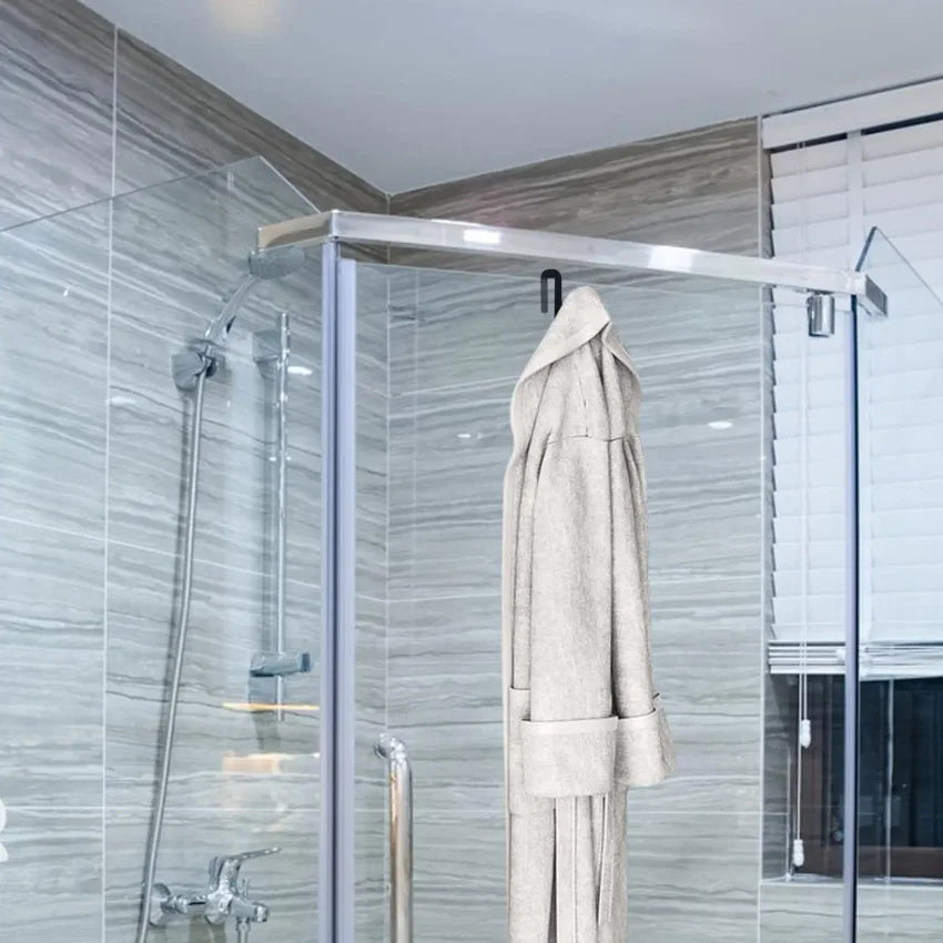 No-Drill Shower Door Hook Clamp – Towel & Robe Hanger