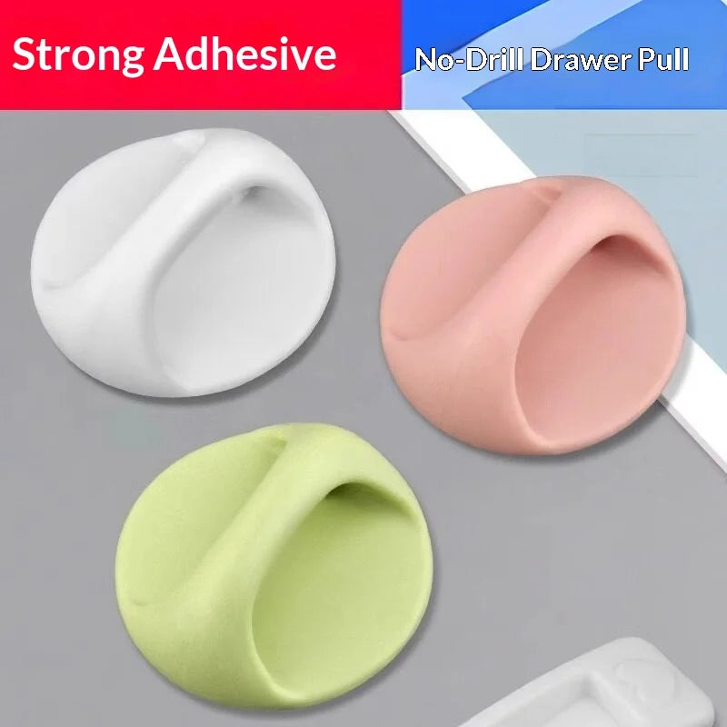 No-Drill Adhesive Cabinet Drawer Handle Self-Stick Pull Knob