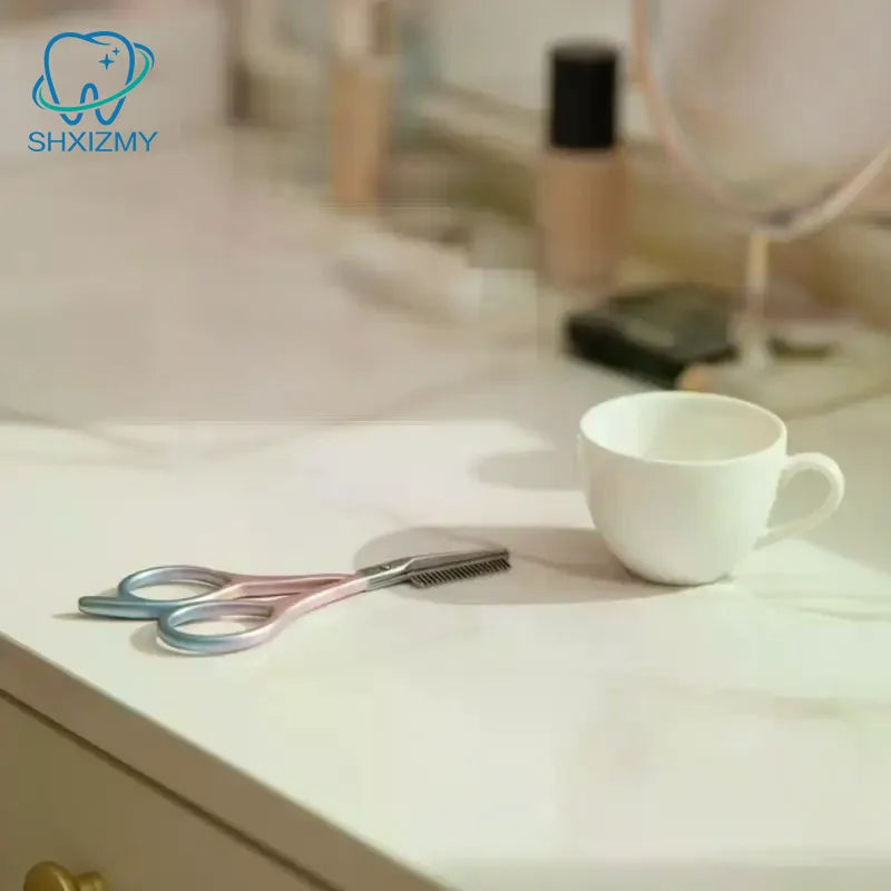 Stainless Steel Eyebrow Scissors with Comb – Precision Trimmer