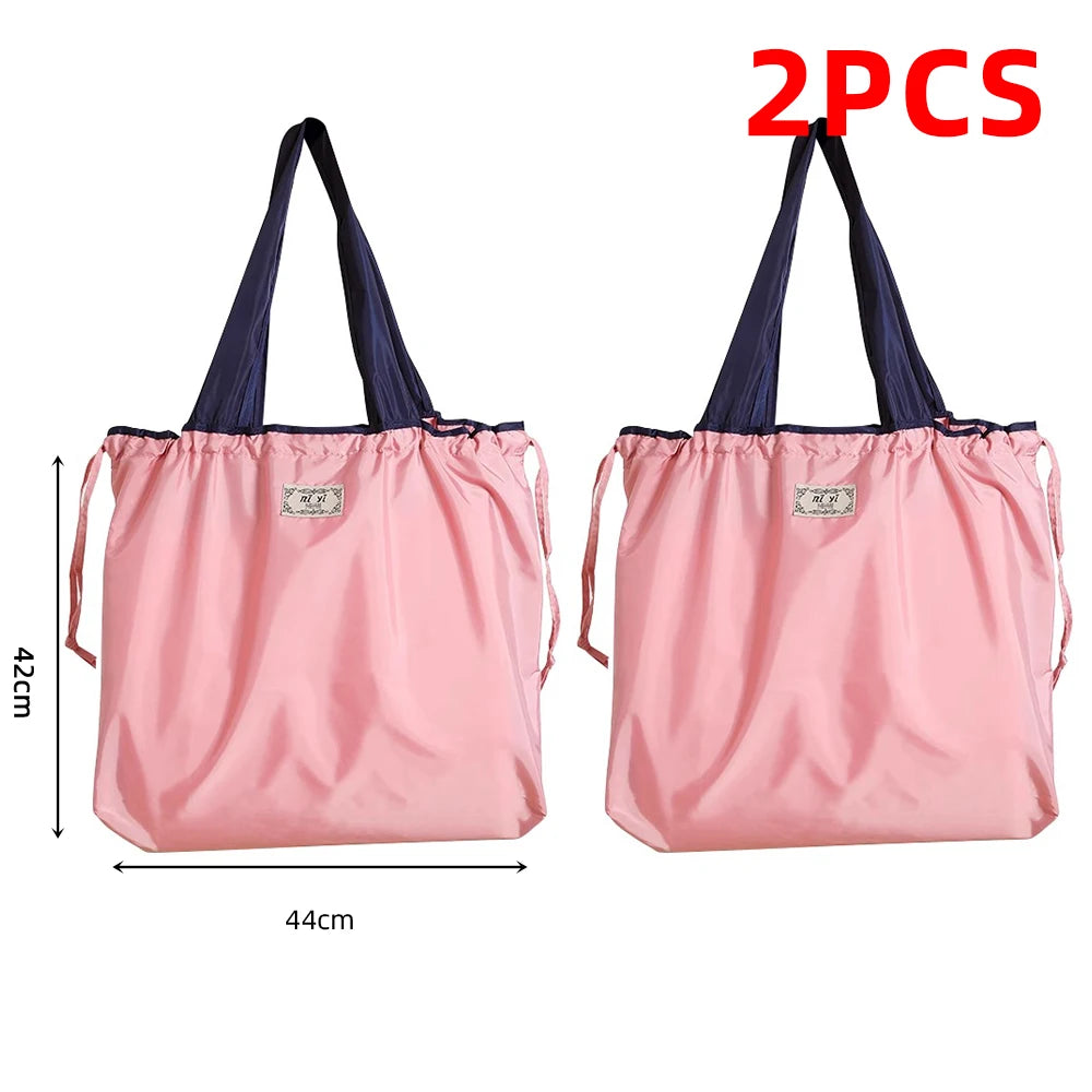 KindFuny Foldable Drawstring Tote Reusable Grocery Shopping Bag
