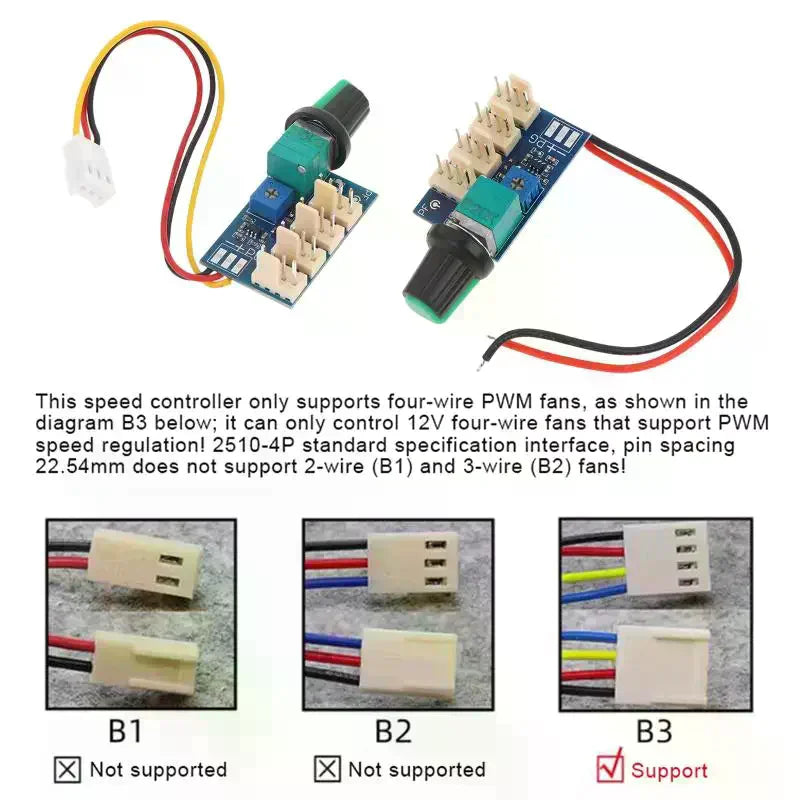 4-Channel DC 12V PWM Fan Speed Controller – Knob Adjust