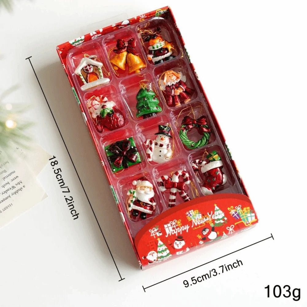 Resin Christmas Tree Ornaments – Snowman, Santa & Candy Set