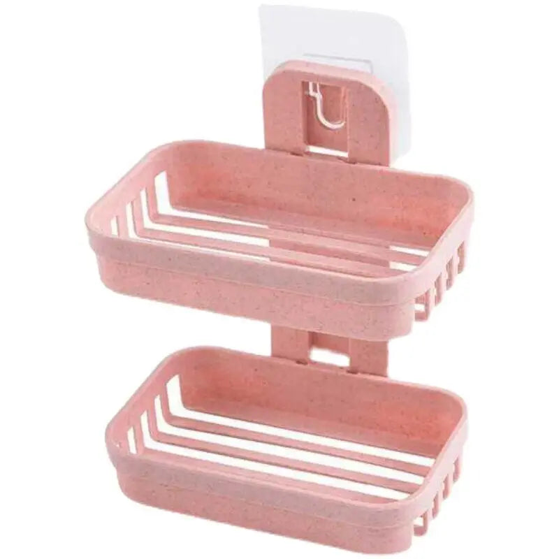 Wall Mount Double Layer Soap Dish with Drainage | Bathroom Organizer