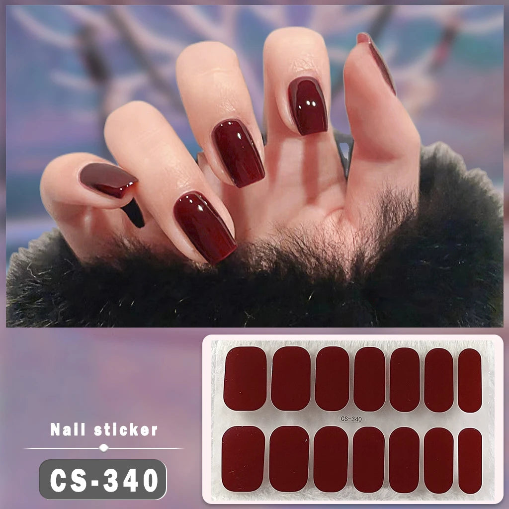 Solid Color Self-Adhesive Gel Nail Art Stickers & Decals
