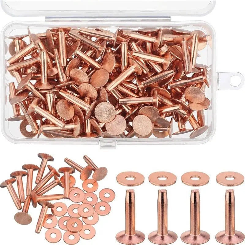 200 Pcs Size 9 Copper Rivets & Burrs Washers – 3/4 Inch