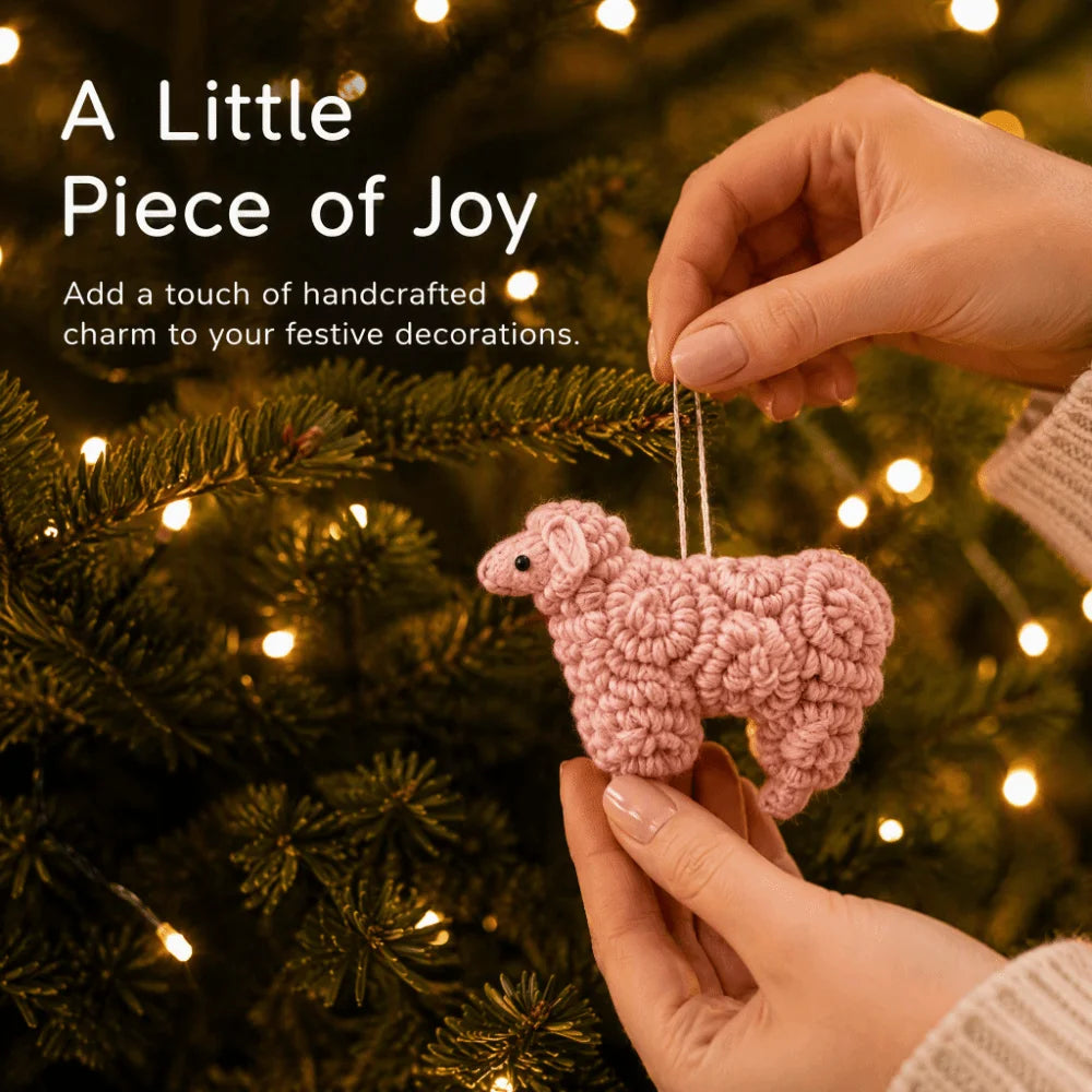 Wool Felt Sheep Christmas Ornament – Handmade Tree Decor