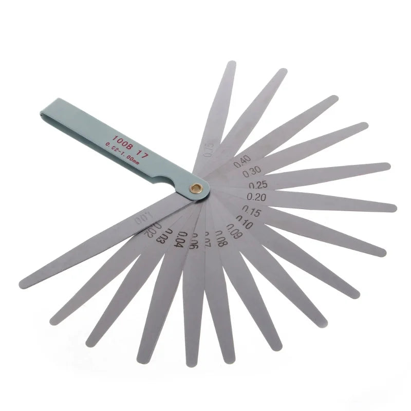 17-Blade Metric Feeler Gauge 0.02–1.00mm Engine Valve Tool