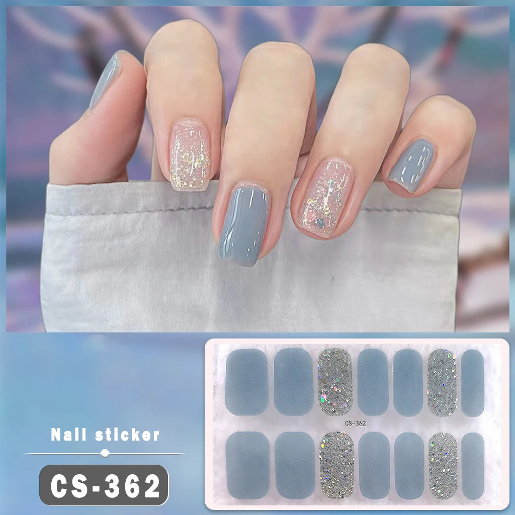 Solid Color Self-Adhesive Gel Nail Art Stickers & Decals
