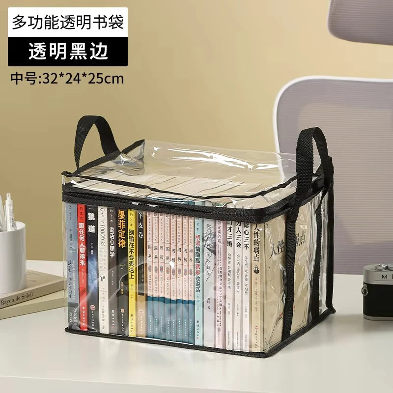 Foldable Transparent Book Storage Box – Waterproof Organizer