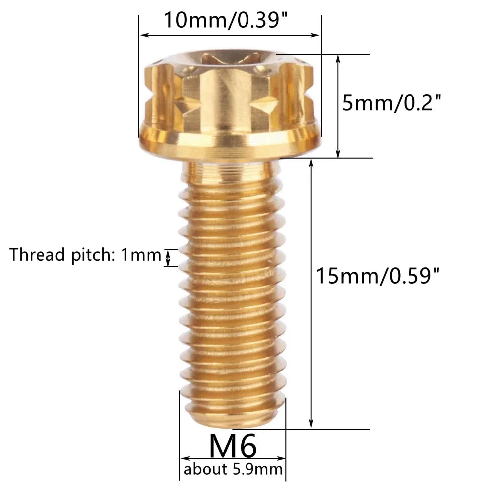 GR5 Titanium M6 Crown Bolt 10–30mm | Anti-Theft Decorative Screw