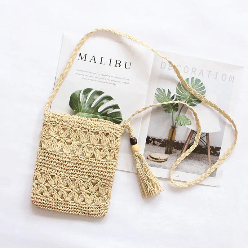 Women's Woven Straw Shoulder Bag | Casual Summer Beach Tote