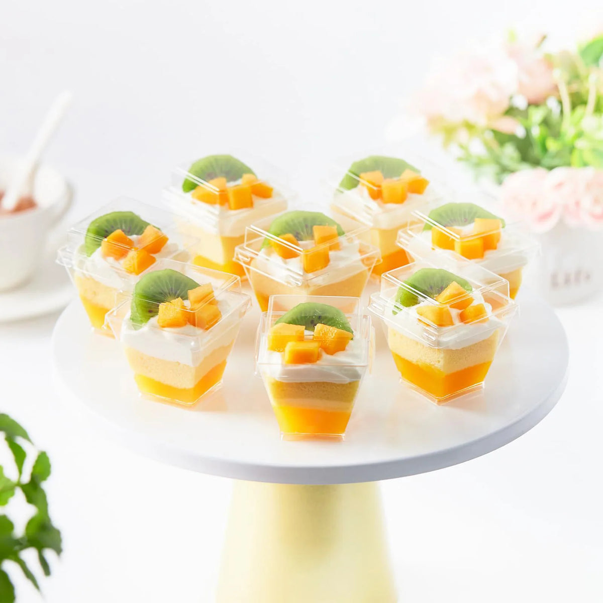 50-Piece Plastic Dessert Cups Set with Spoons & Lids